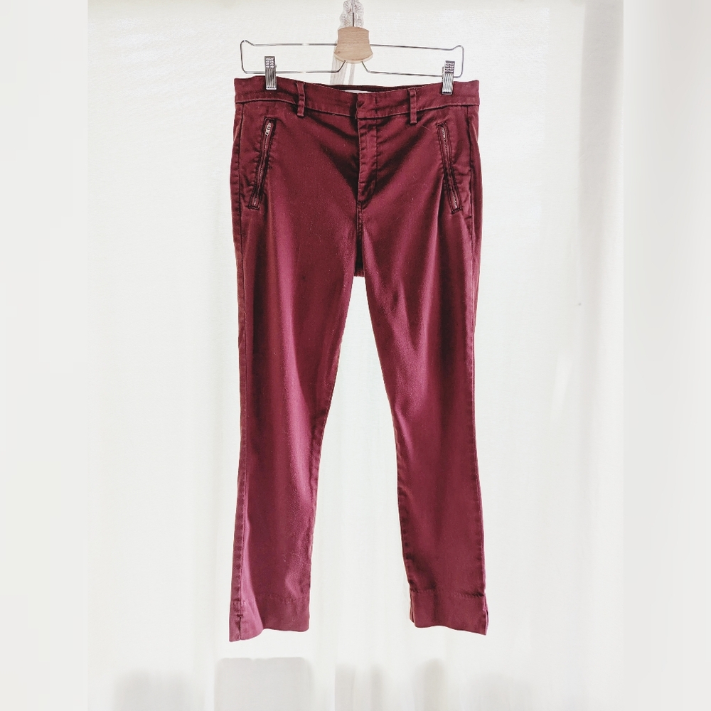 Burgundy Brick Red Taper Skinny Pants